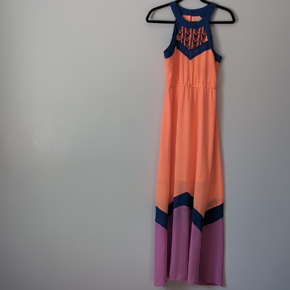 Gianni Bini Vibrant Blue and Coral Dress